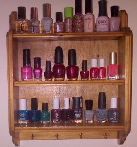 Turns out, a standard spice rack is perfect for storing and displaying nail polish!