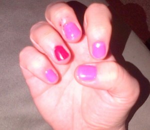 My Valentine's Day-inspired manicure. (Please excuse my cracked winter cuticles - ouch!)